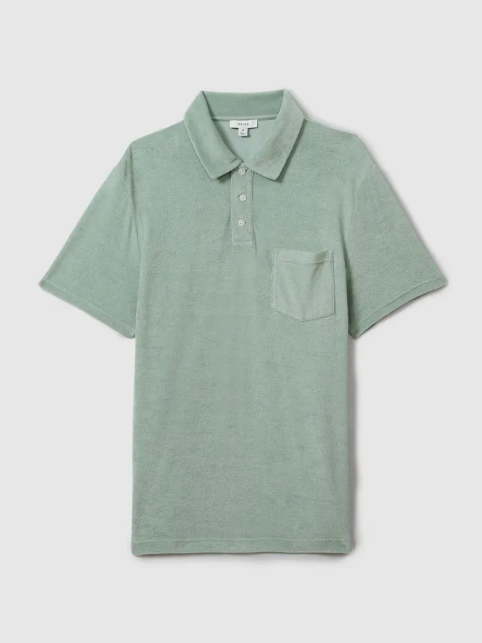 Men Reiss Polo Shirts Rainer Towelling Polo Shirt Mint