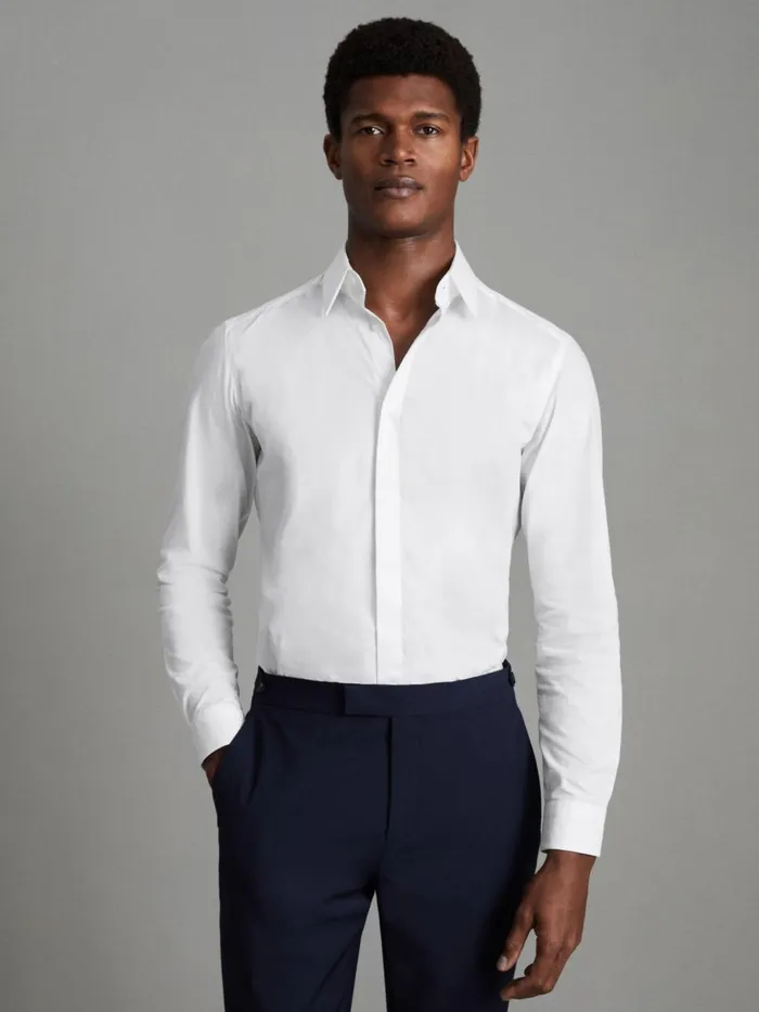 Men Reiss Shirts Kiana Slim Fit Cotton Blend Shirt White