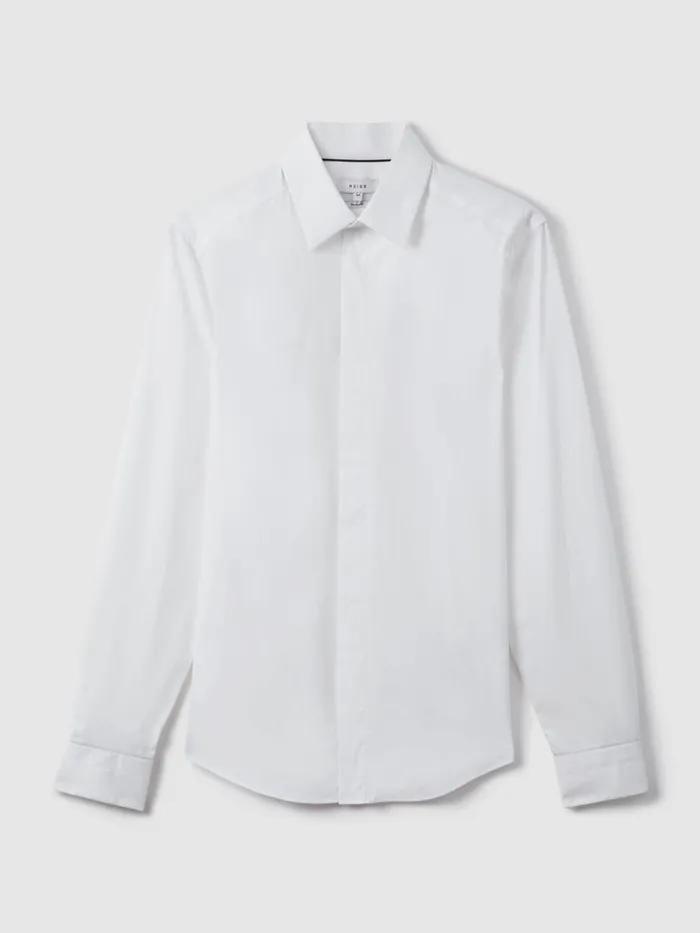 Men Reiss Shirts Kiana Slim Fit Cotton Blend Shirt White