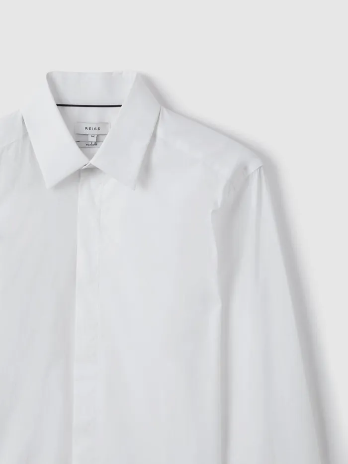 Men Reiss Shirts Kiana Slim Fit Cotton Blend Shirt White