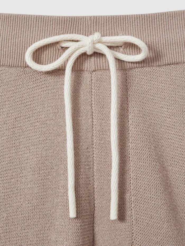 Men Reiss Shorts CottonLinen Drawstring Knitted Shorts Mocha