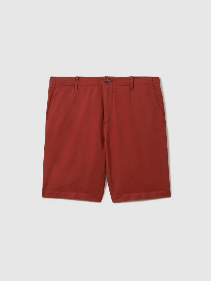 Men Reiss Shorts Ezra Cotton Blend Internal Drawstring Shorts Rust