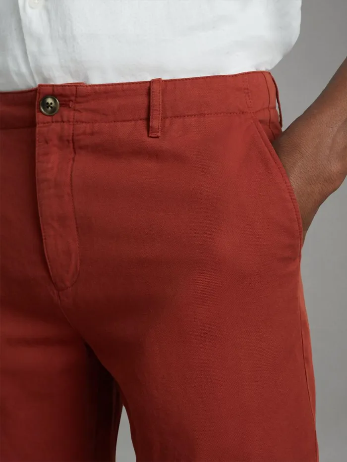 Men Reiss Shorts Ezra Cotton Blend Internal Drawstring Shorts Rust