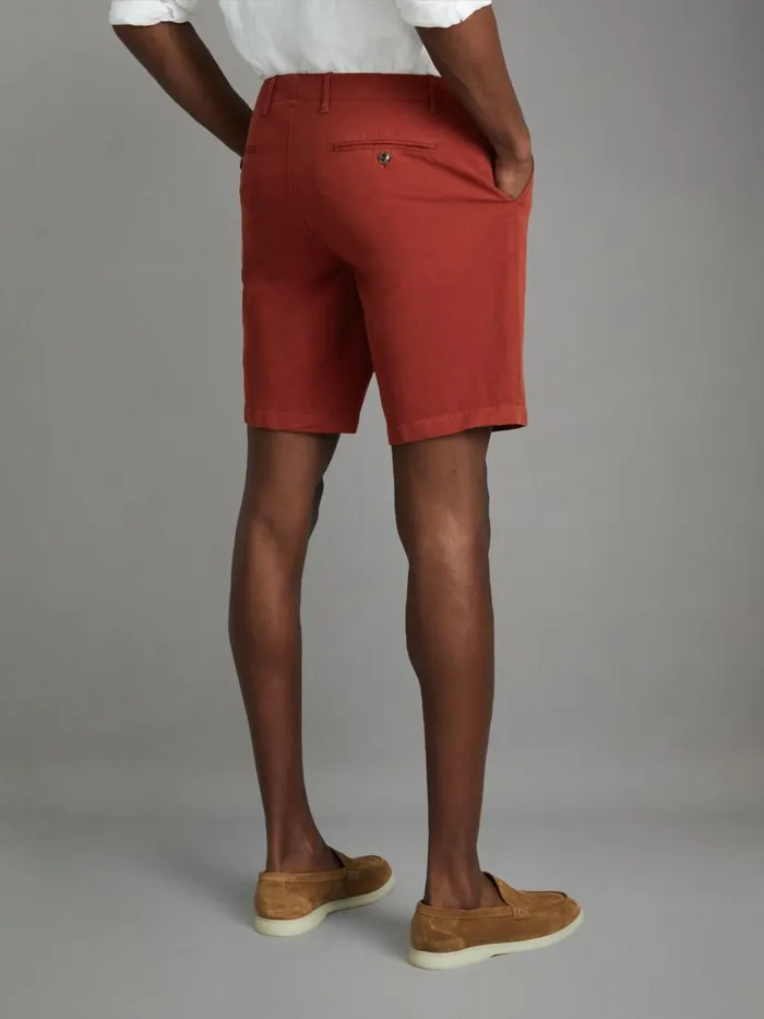 Men Reiss Shorts Ezra Cotton Blend Internal Drawstring Shorts Rust