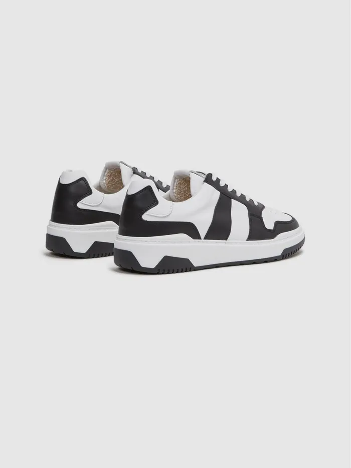 Men Reiss Sneakers Arlo Low Top Leather Trainers Black