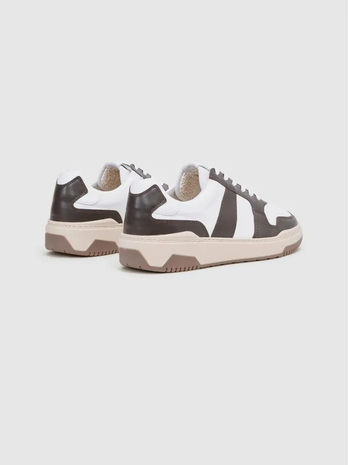 Men Reiss Sneakers Arlo Low Top Leather Trainers Brown