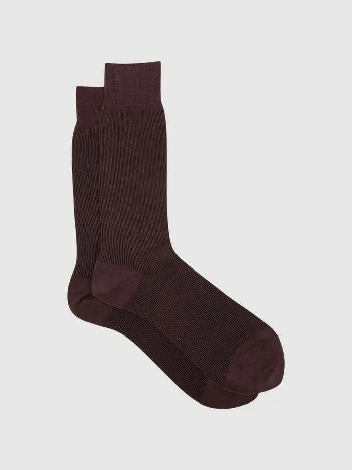 Men Reiss Socks and Underwear Cory Two Tone Cotton Socks Bordeaux