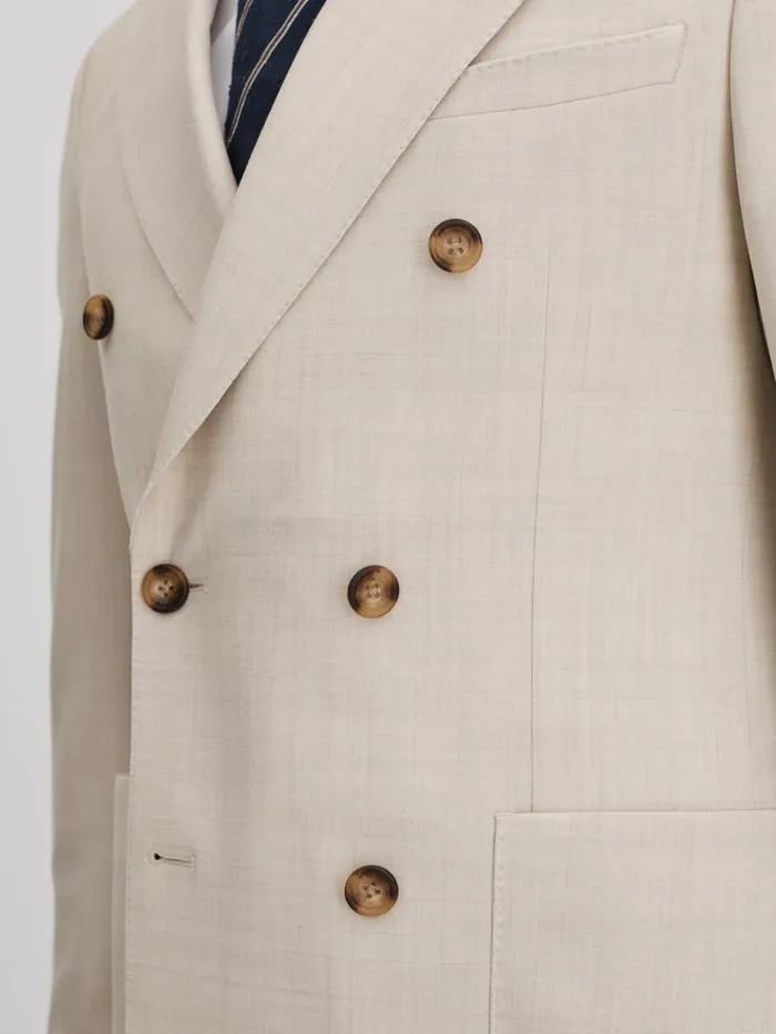 Men Reiss Suits and Tailoring Belmont Slim Fit Double Breasted Blazer Stone