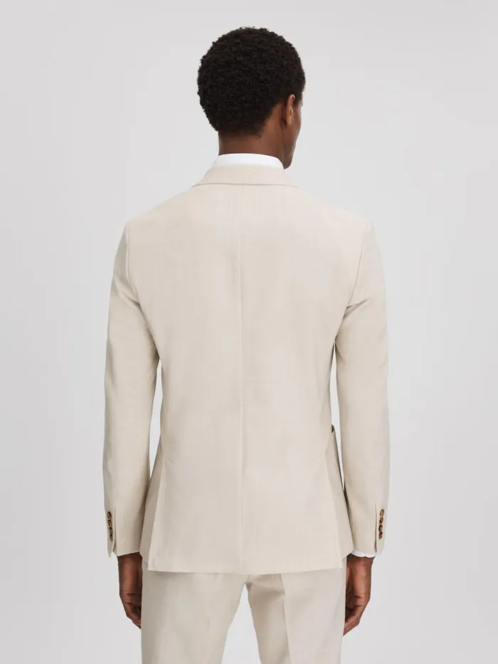 Men Reiss Suits and Tailoring Belmont Slim Fit Double Breasted Blazer Stone