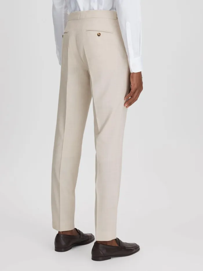 Men Reiss Suits and Tailoring Belmont Slim Fit Side Adjuster Trousers Stone