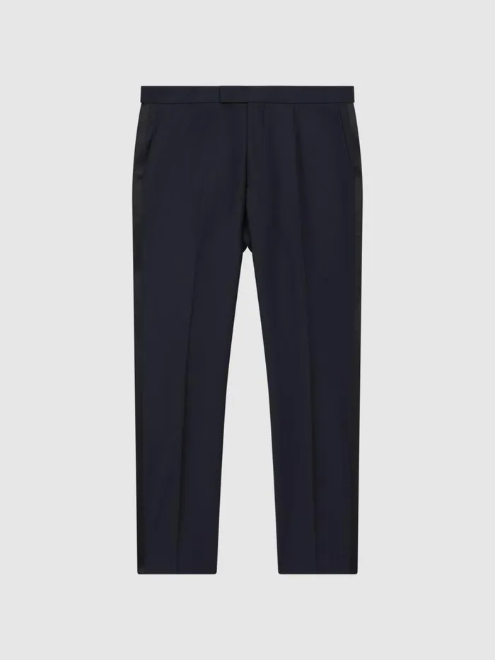 Men Reiss Suits and Tailoring Jacobson Slim Fit Wool Blend Trousers Navy