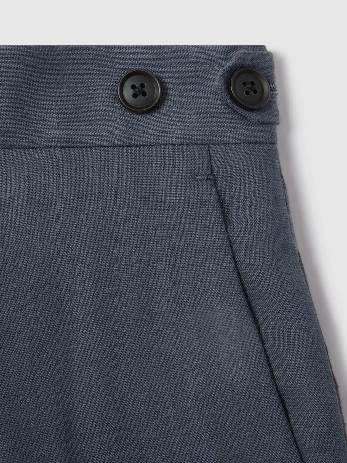 Men Reiss Suits and Tailoring Kin Slim Fit Linen Adjuster Trousers Airforce Blue