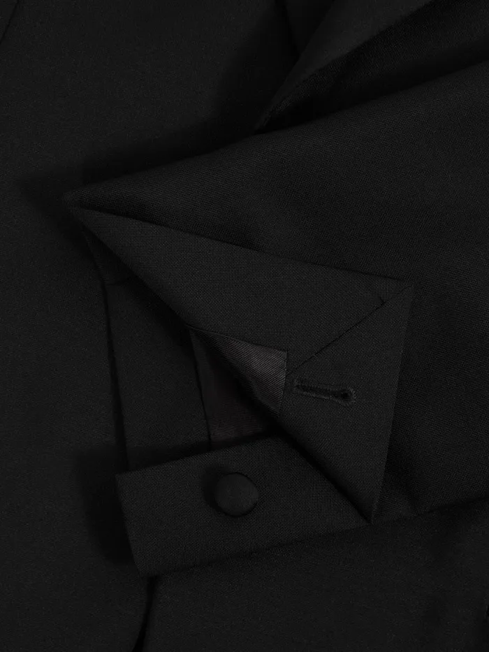 Men Reiss Suits and Tailoring Wool Blend Slim Fit Single Breasted Tuxedo Jacket Black