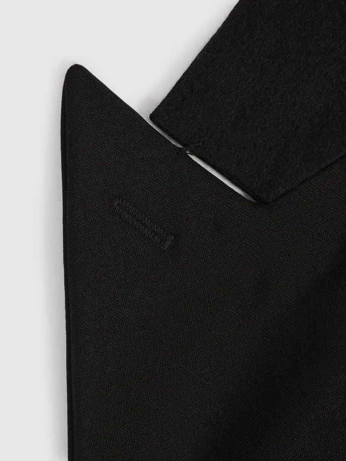 Men Reiss Suits and Tailoring Wool Blend Slim Fit Single Breasted Tuxedo Jacket Black