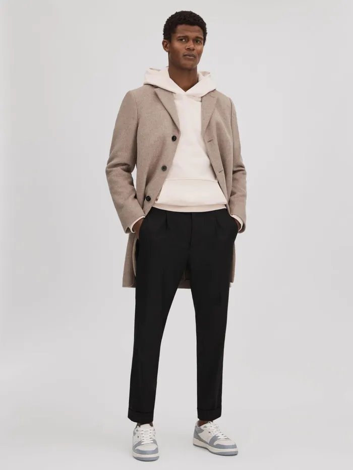 Men Reiss Sweats Hoodies and Joggers Alexander Casual Fit Cotton Hoodie Off White