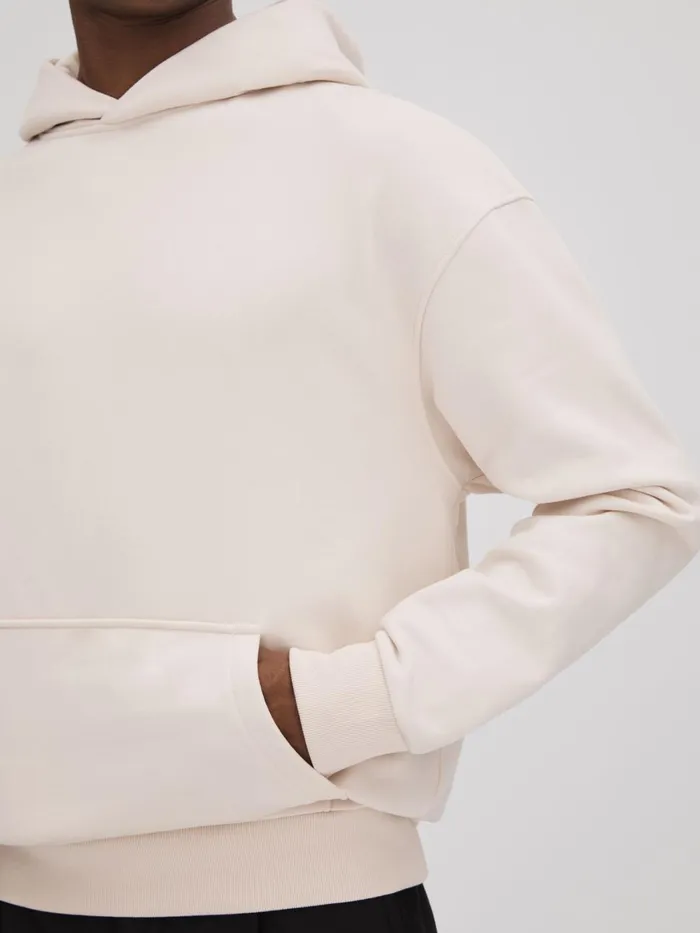 Men Reiss Sweats Hoodies and Joggers Alexander Casual Fit Cotton Hoodie Off White