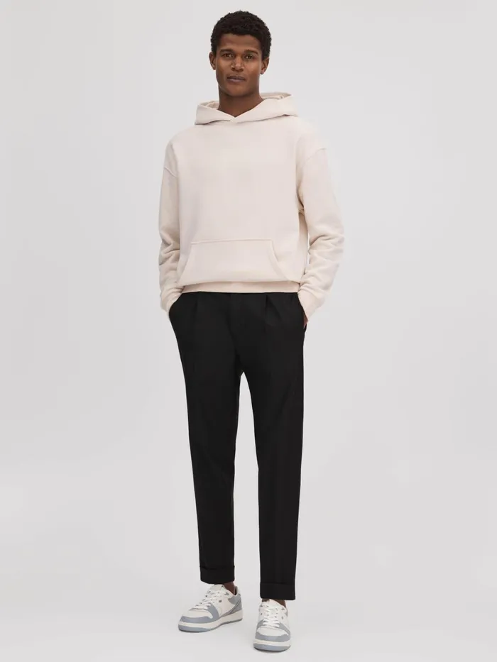 Men Reiss Sweats Hoodies and Joggers Alexander Casual Fit Cotton Hoodie Off White