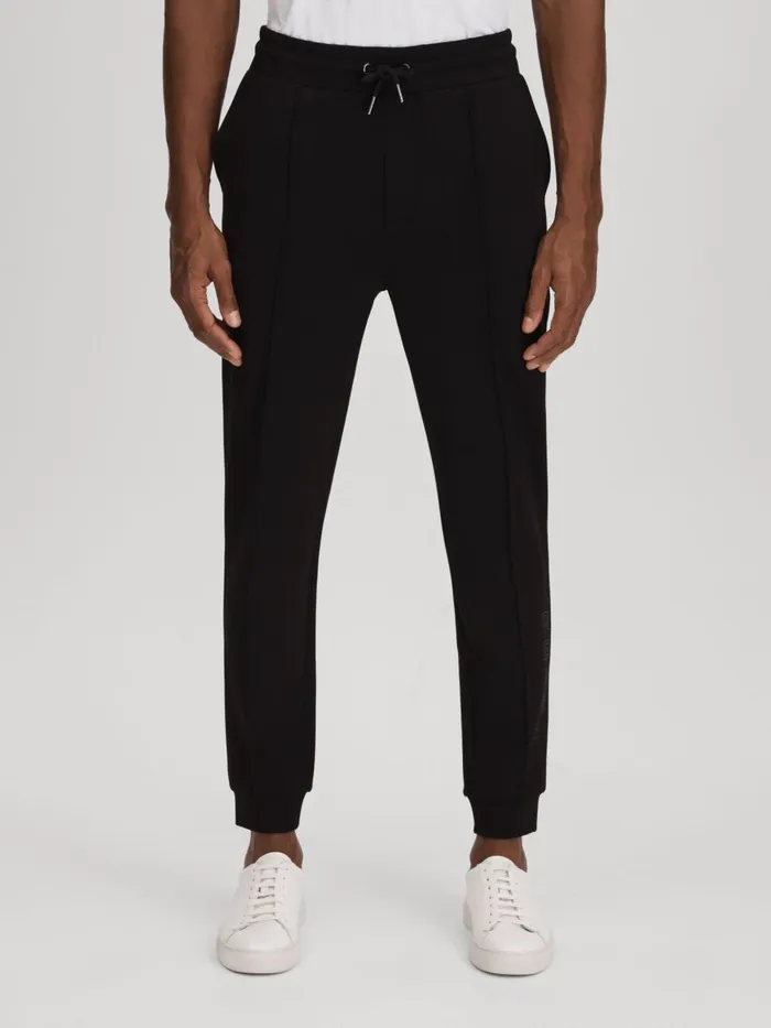 Men Reiss Sweats Hoodies and Joggers Mantle Interlock Jersey Joggers Black