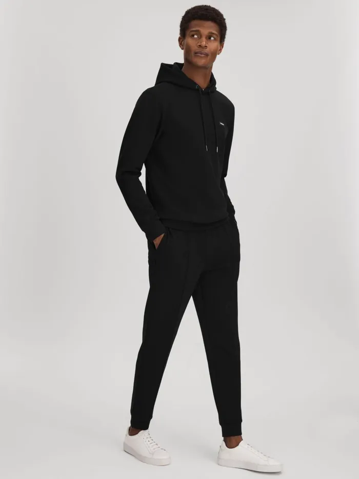 Men Reiss Sweats Hoodies and Joggers Mantle Interlock Jersey Joggers Black
