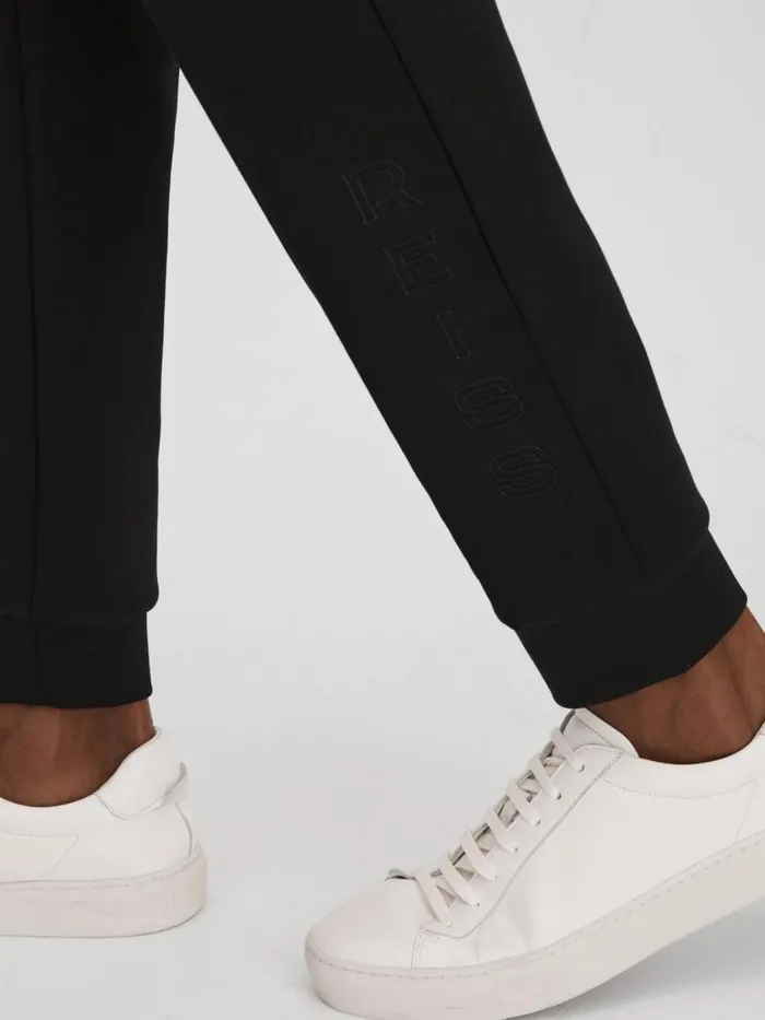 Men Reiss Sweats Hoodies and Joggers Mantle Interlock Jersey Joggers Black