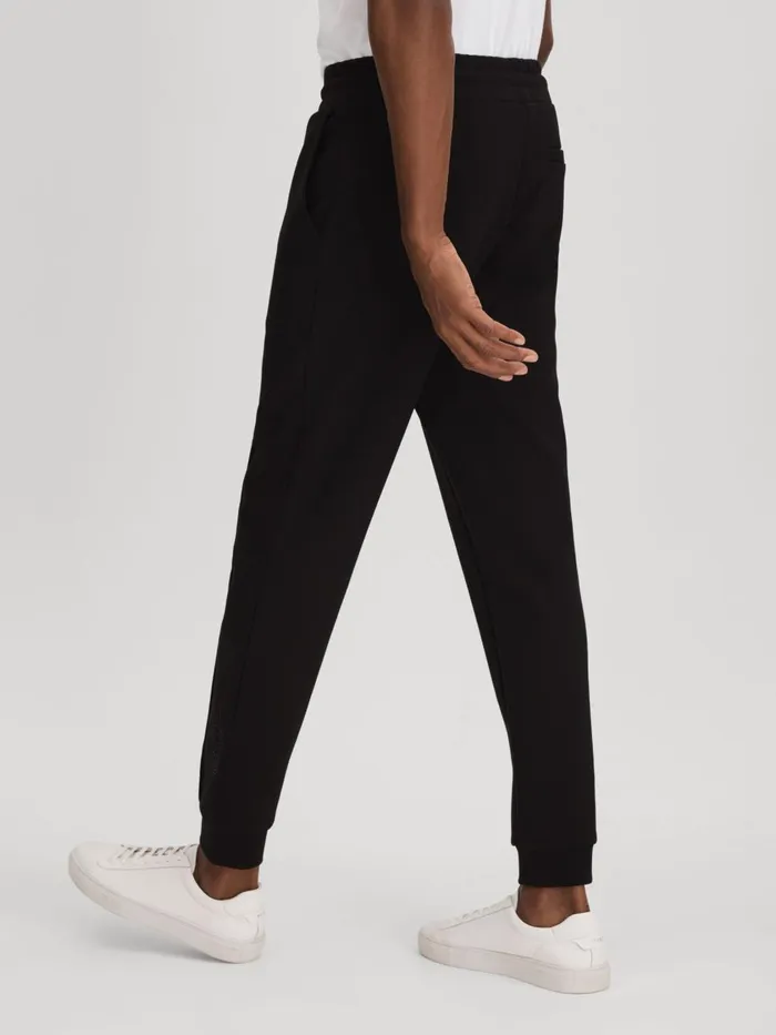 Men Reiss Sweats Hoodies and Joggers Mantle Interlock Jersey Joggers Black
