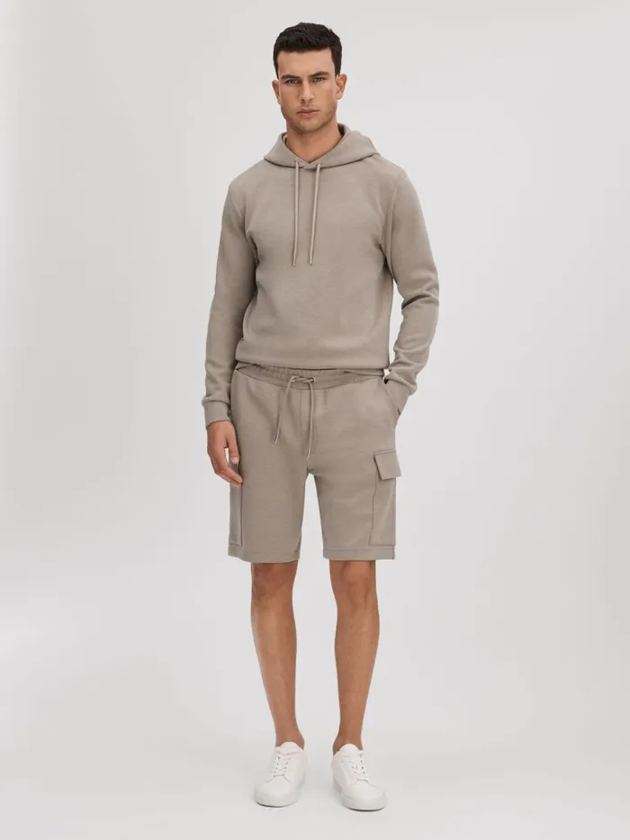 Men Reiss Sweats Hoodies and Joggers Oliver Drawstring Jersey Shorts Taupe