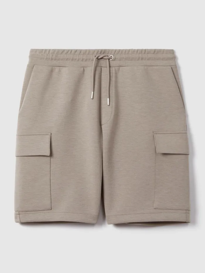 Men Reiss Sweats Hoodies and Joggers Oliver Drawstring Jersey Shorts Taupe