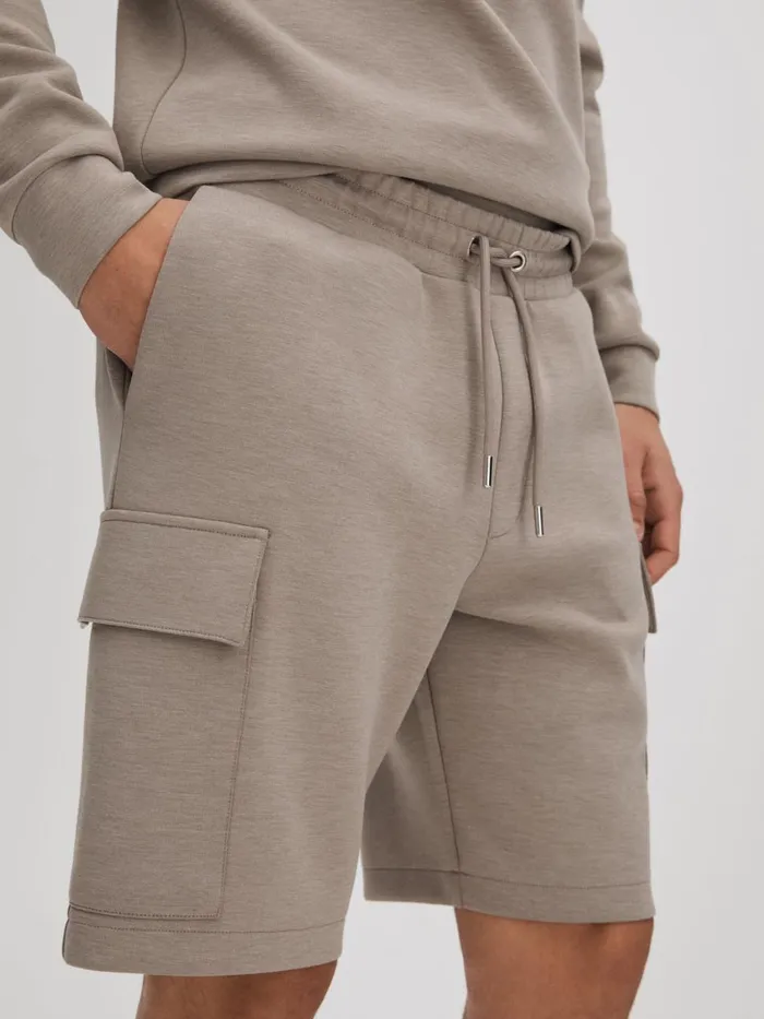 Men Reiss Sweats Hoodies and Joggers Oliver Drawstring Jersey Shorts Taupe