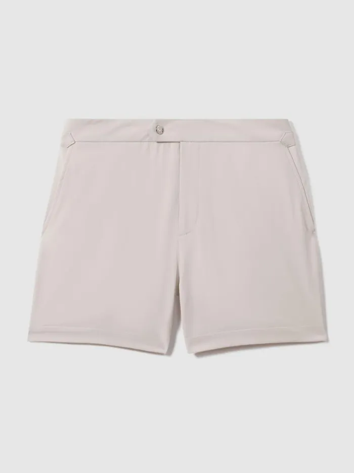 Men Reiss Swimwear Sun Side Adjuster Swim Shorts Off White