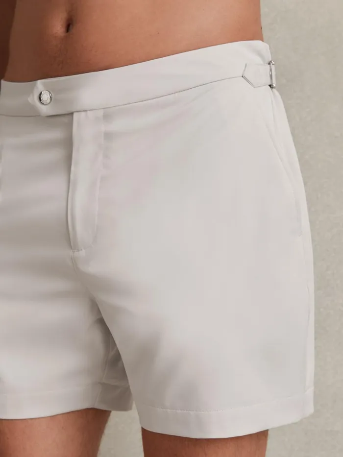Men Reiss Swimwear Sun Side Adjuster Swim Shorts Off White