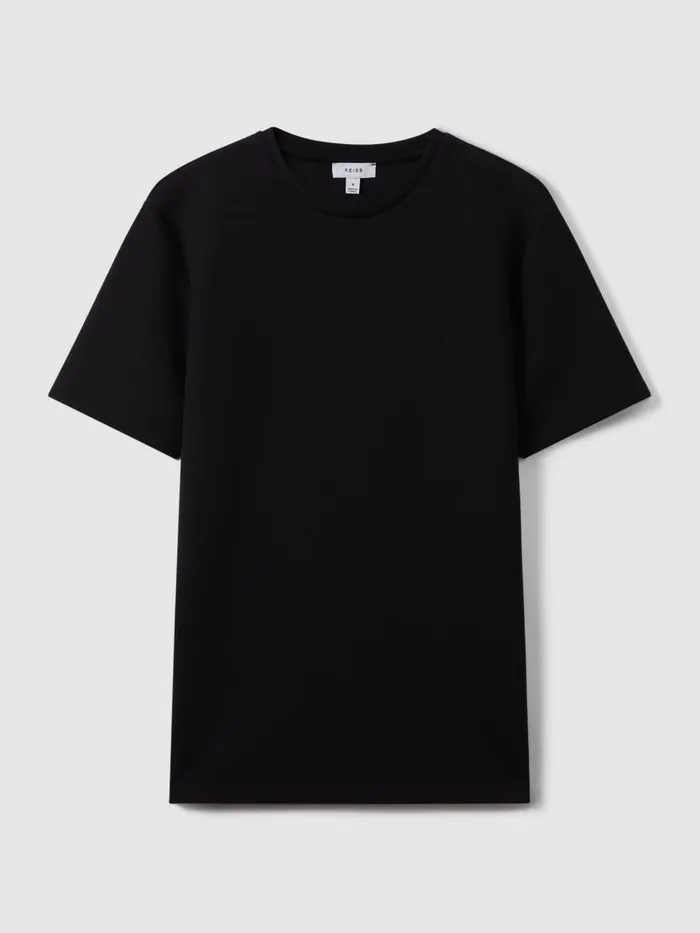 Men Reiss TShirts Bradley Interlock Jersey Crew Neck TShirt Black