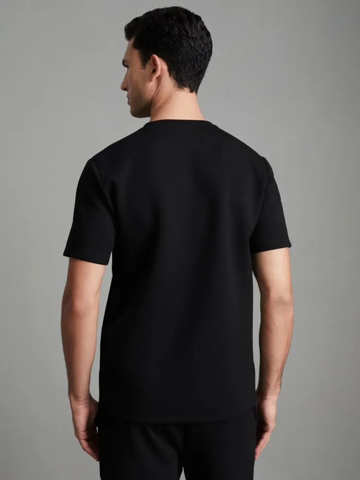 Men Reiss TShirts Bradley Interlock Jersey Crew Neck TShirt Black
