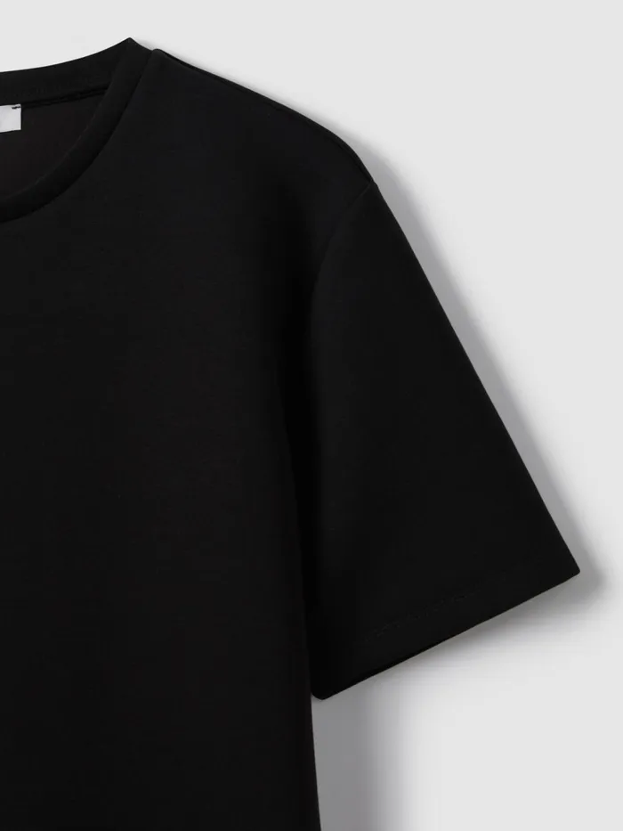 Men Reiss TShirts Bradley Interlock Jersey Crew Neck TShirt Black