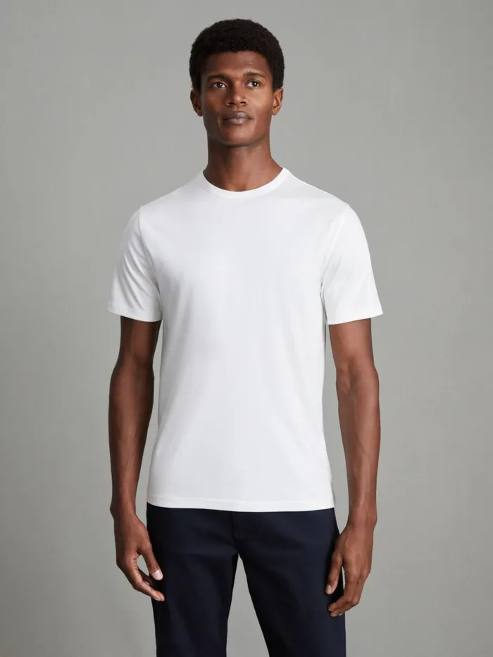 Men Reiss TShirts Day Mercerised Cotton Crew Neck TShirt Vetiver