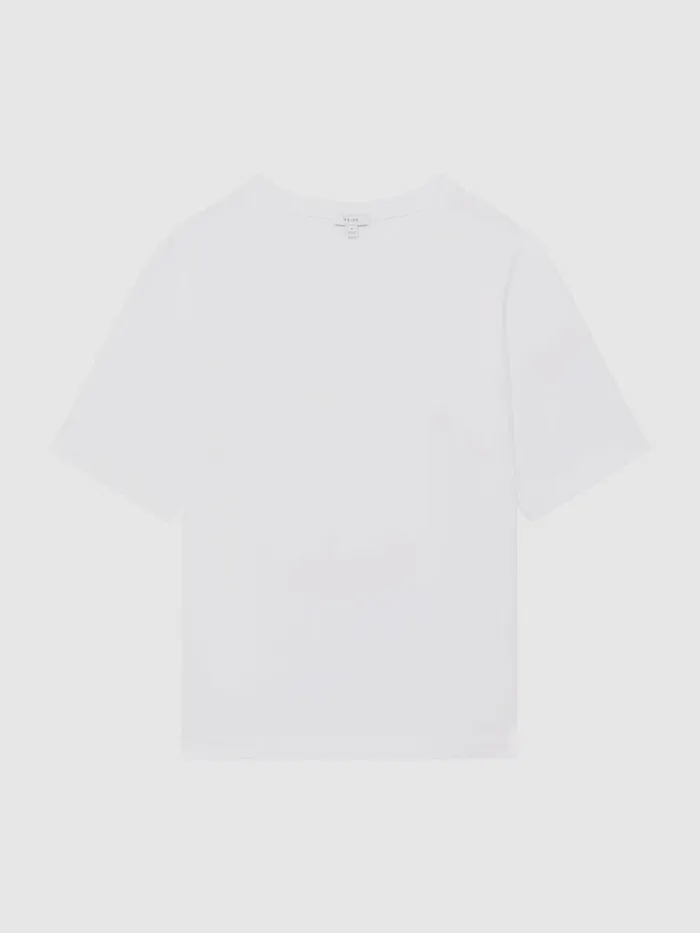 Men Reiss TShirts Tate Oversized Garment Dye TShirt White