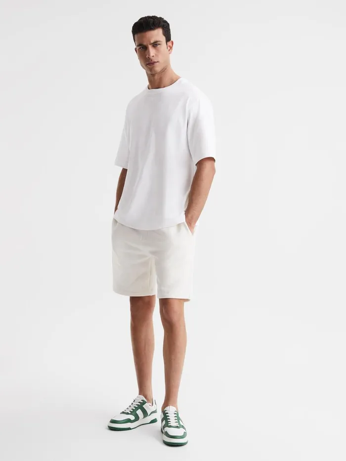 Men Reiss TShirts Tate Oversized Garment Dye TShirt White
