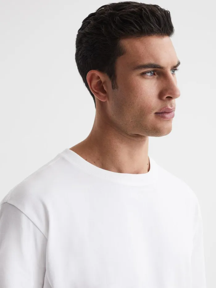 Men Reiss TShirts Tate Oversized Garment Dye TShirt White