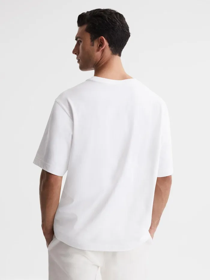 Men Reiss TShirts Tate Oversized Garment Dye TShirt White