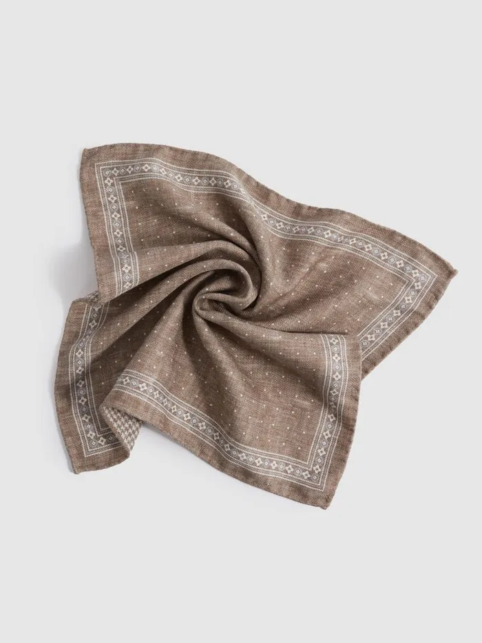 Men Reiss Ties and Pocket Squares Cataldo Silk Reversible Pocket Square Brown Melange