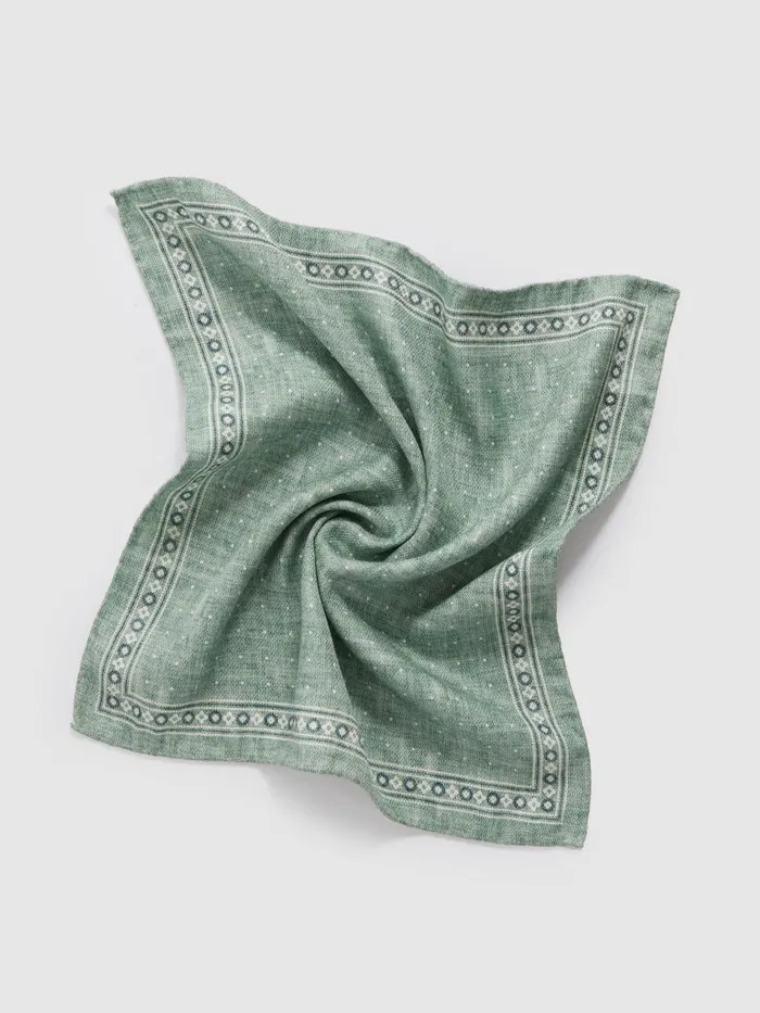 Men Reiss Ties and Pocket Squares Cataldo Silk Reversible Pocket Square Pistachio Melange