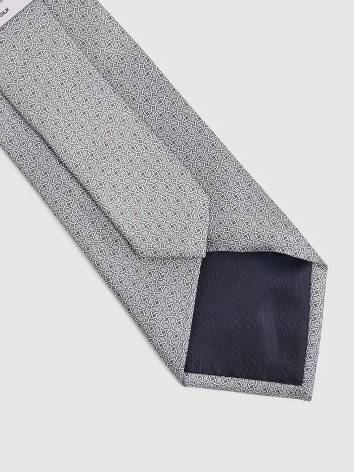 Men Reiss Ties and Pocket Squares Como Silk Geometric Print Tie Pistachio