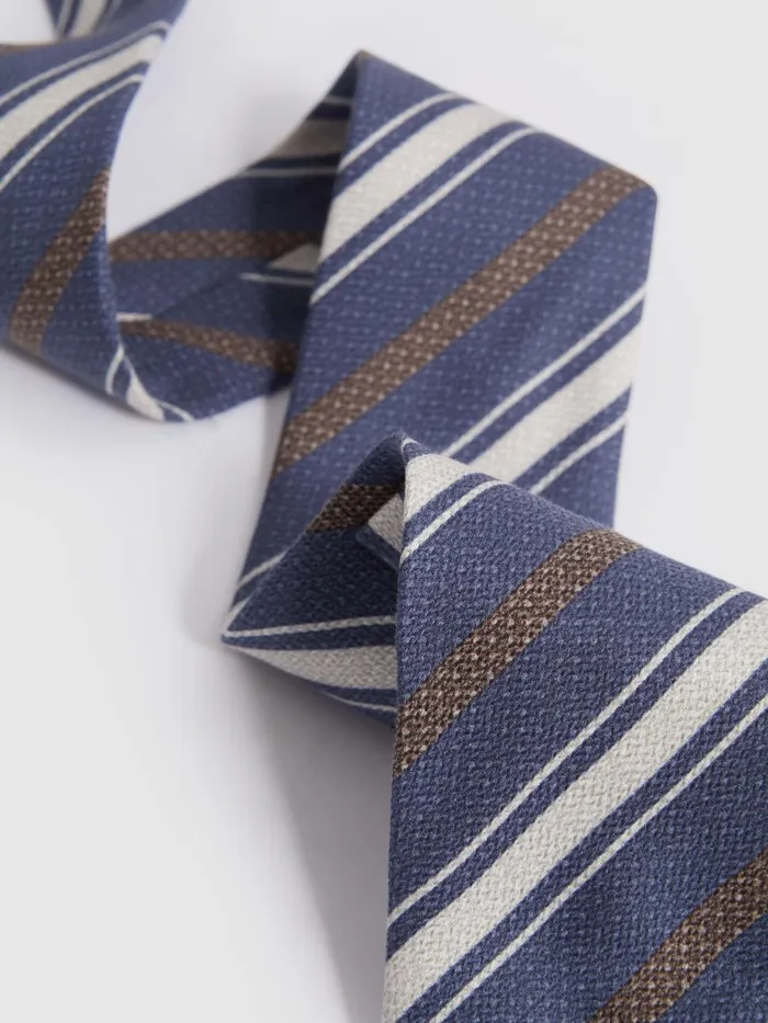 Men Reiss Ties and Pocket Squares Duomo Silk Striped Tie Indigo