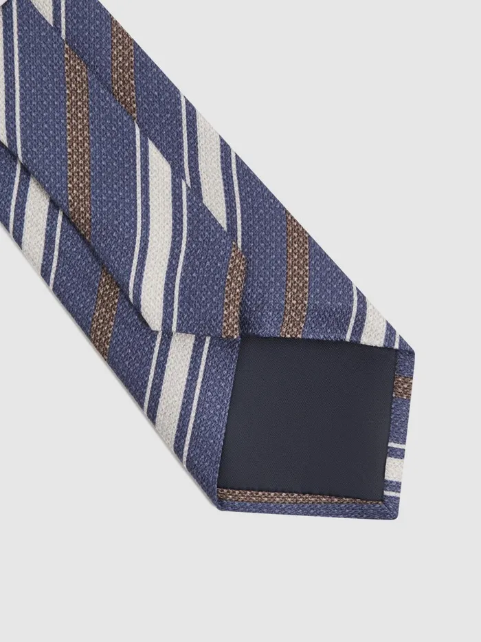Men Reiss Ties and Pocket Squares Duomo Silk Striped Tie Indigo