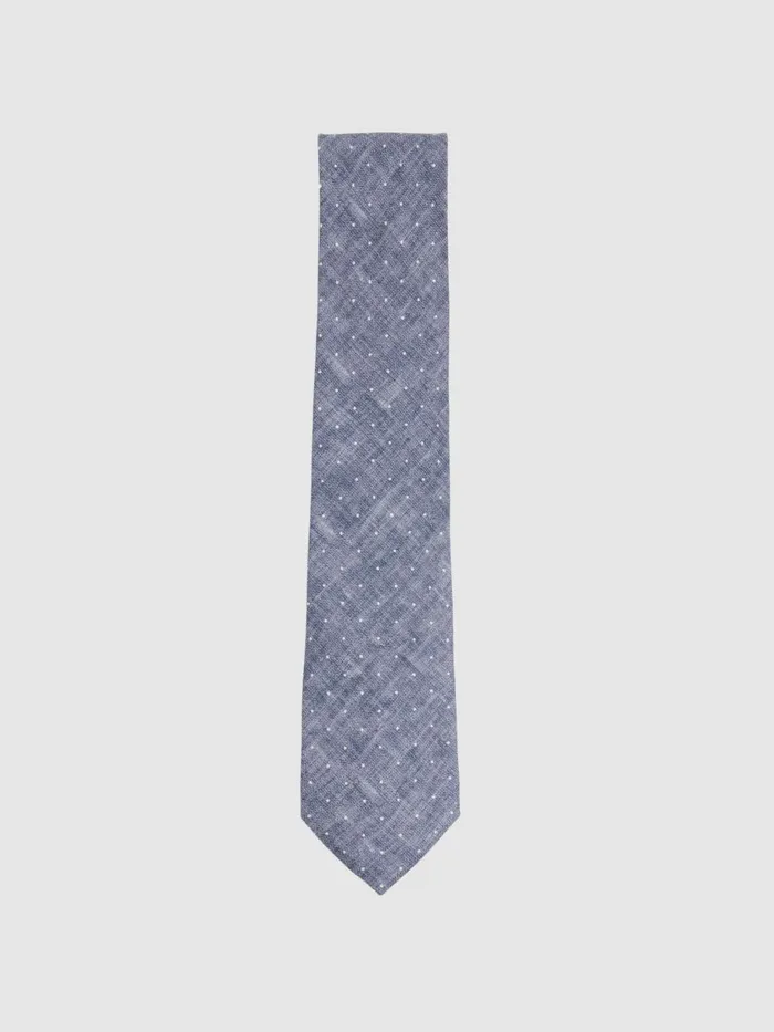 Men Reiss Ties and Pocket Squares Lateran Silk Polka Dot Tie Airforce Blue Melange