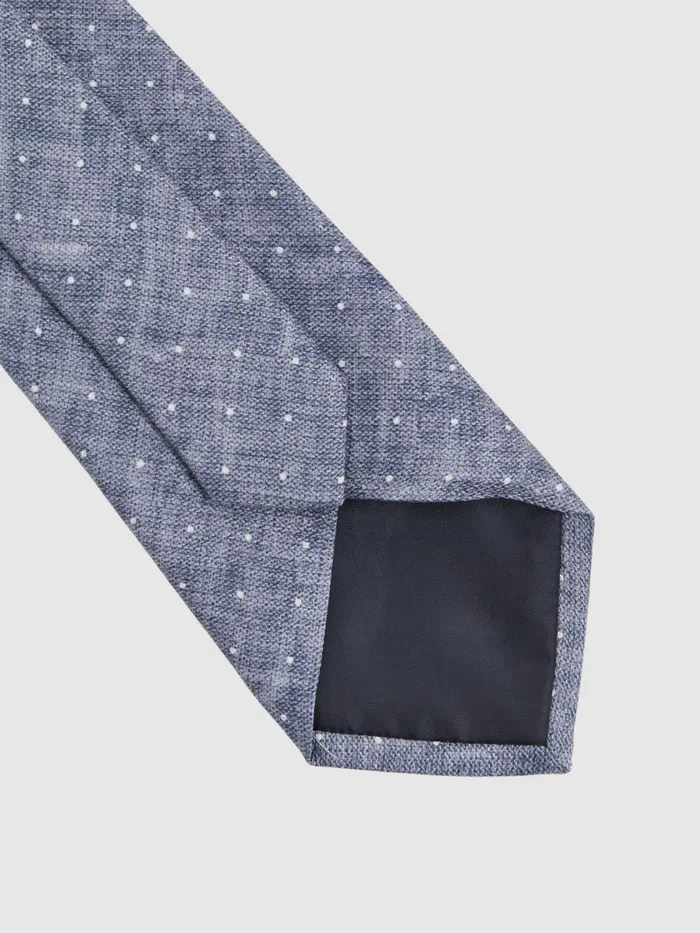 Men Reiss Ties and Pocket Squares Lateran Silk Polka Dot Tie Airforce Blue Melange