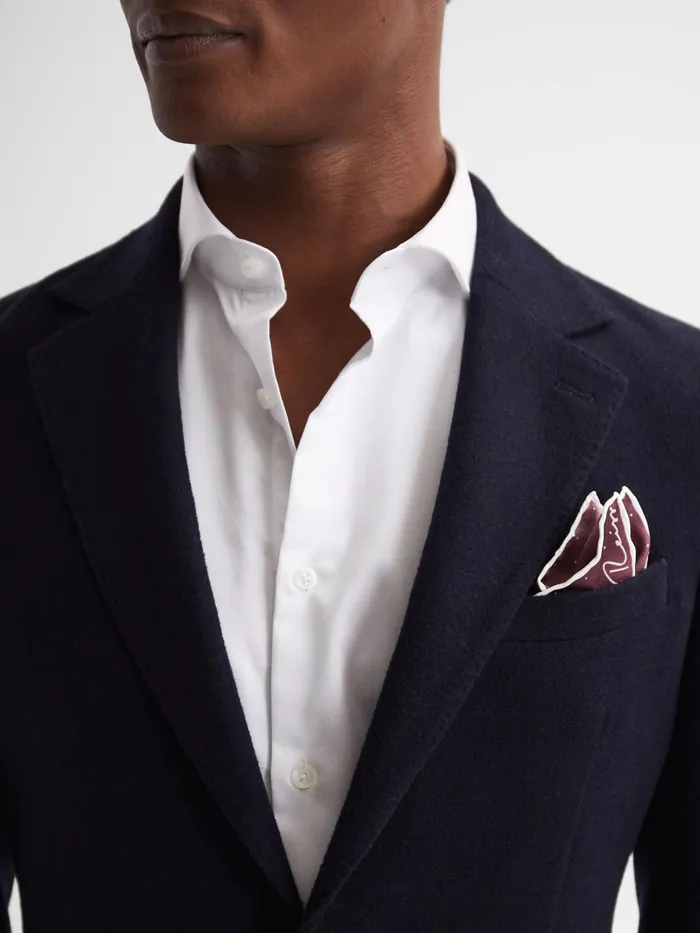Men Reiss Ties and Pocket Squares Liam Polka Dot Silk Pocket Square Burgundy