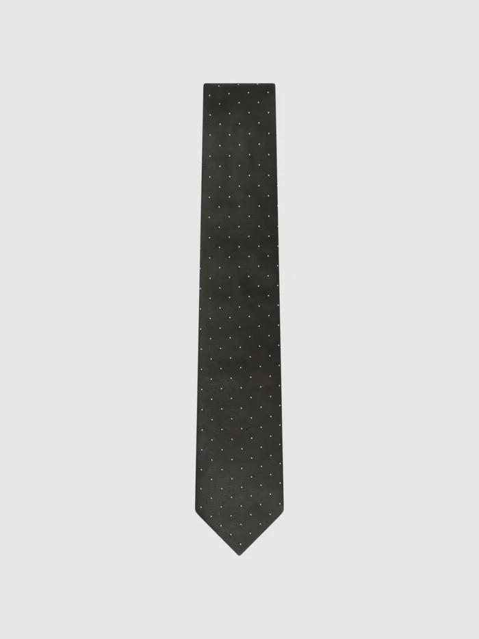 Men Reiss Ties and Pocket Squares Liam Silk Polka Dot Tie Dark Green
