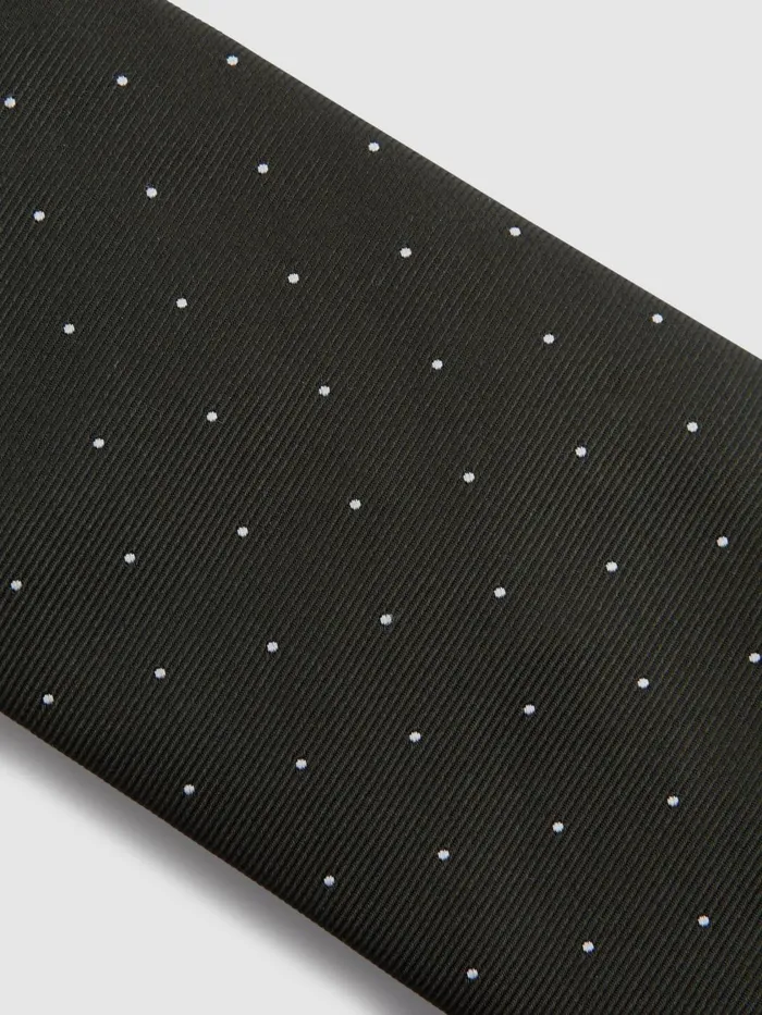Men Reiss Ties and Pocket Squares Liam Silk Polka Dot Tie Dark Green