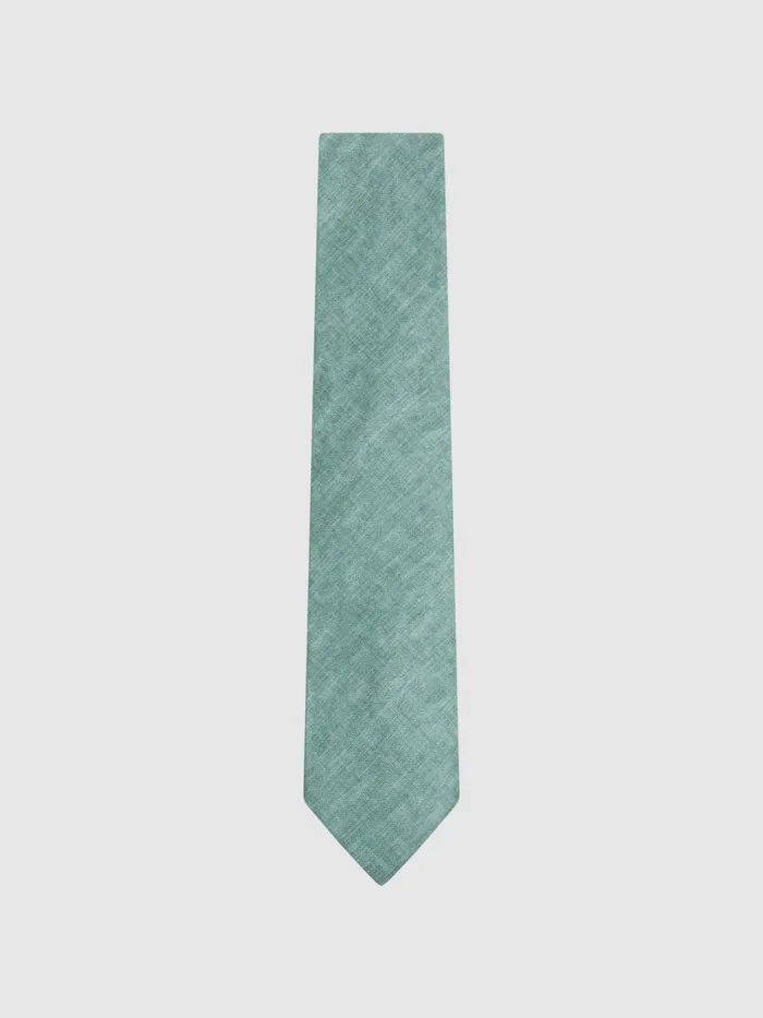 Men Reiss Ties and Pocket Squares Vitali Linen Tie Pistachio Melange
