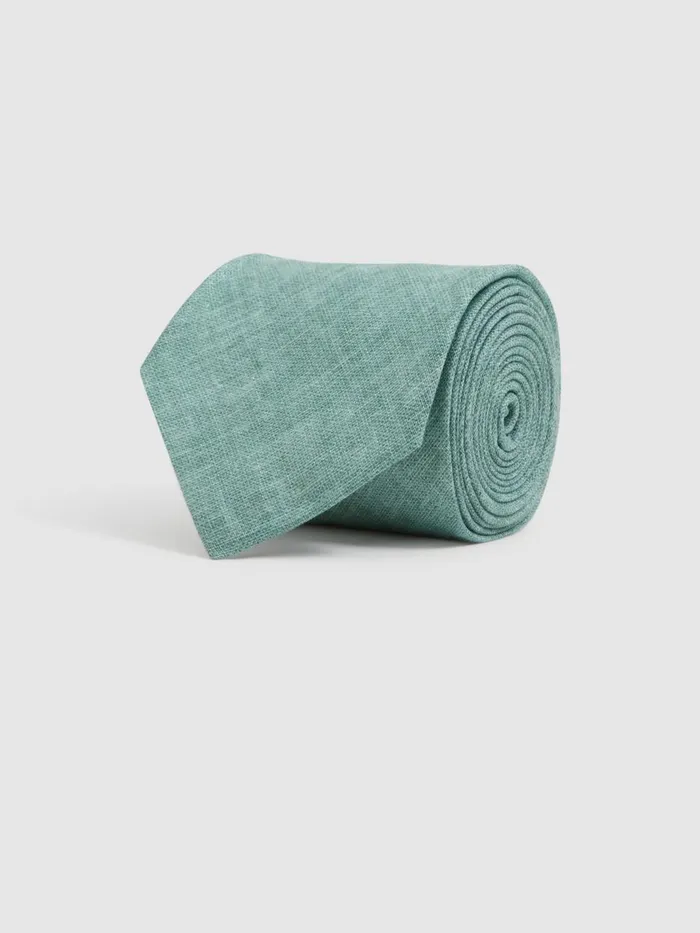 Men Reiss Ties and Pocket Squares Vitali Linen Tie Pistachio Melange
